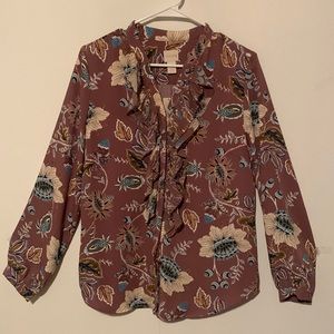 Chicos Long Sleeved Ruffled Blouse NWT